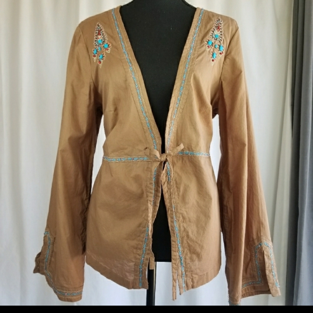 👑22/24 Venezia turquoise beaded tie top jacket